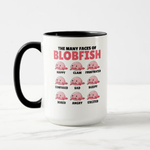 The Many Faces Of Blobfish Funny Emotion Types Mug