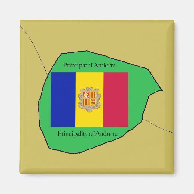 The Map and Flag of Andorra Magnet (Front)