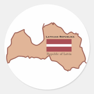 The Map and Flag of Latvia Classic Round Sticker