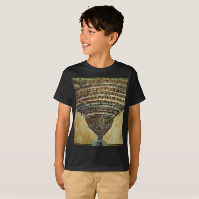The Map of Hell, Abyss of Hell - Sandro Botticelli T-Shirt (Front Full)