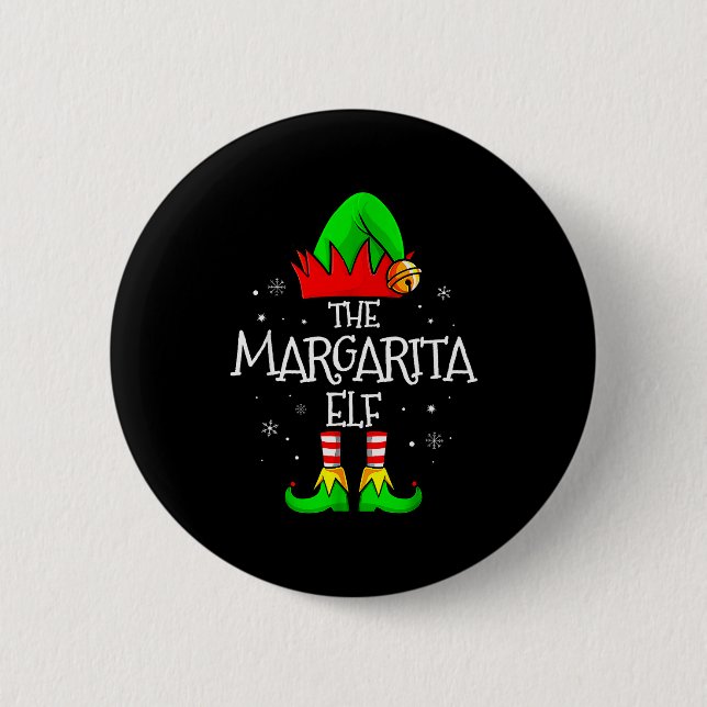 The Margarita Elf Matching Family Christmas Mens W 6 Cm Round Badge (Front)