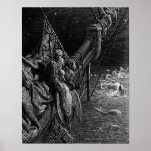 The Mariner gazes on the serpents in the ocean Poster