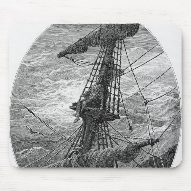 The Mariner up the mast during a storm Mouse Pad (Front)