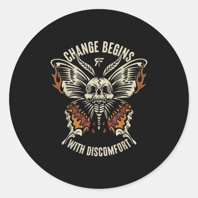 The Marisa Butterfly Skull Change Begin With Disco Classic Round Sticker (Front)
