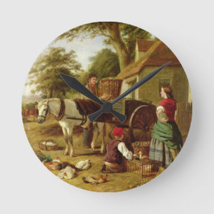 The Market Cart, 1864 (oil on canvas) Round Clock