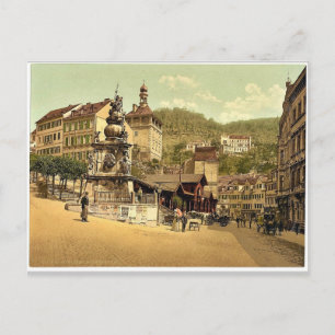 The market fountain, Carlsbad, Bohemia, Austro-Hun Postcard
