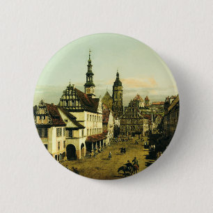 The Marketplace at Pirna by Bernardo Bellotto 6 Cm Round Badge