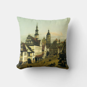 The Marketplace at Pirna by Bernardo Bellotto Cushion