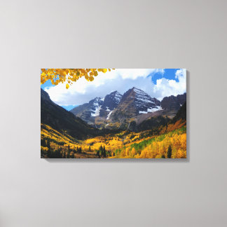 The Maroon Bells in Autumn Gold Canvas Print