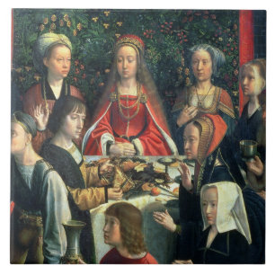 The Marriage at Cana, detail of the bride and surr Tile
