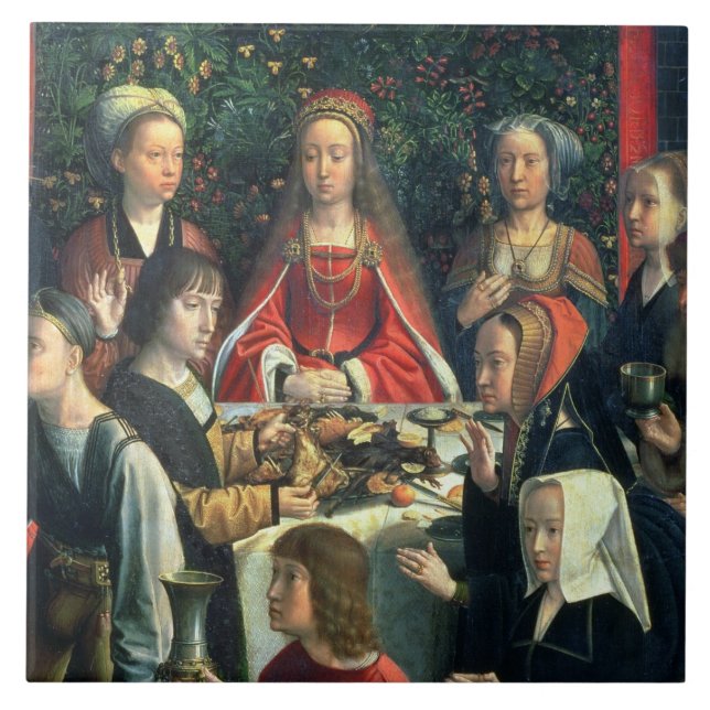 The Marriage at Cana, detail of the bride and surr Tile (Front)