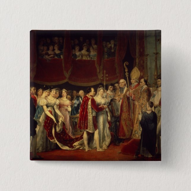 The marriage ceremony 15 cm square badge (Front)