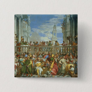 The Marriage Feast at Cana, c.1562 (oil on canvas) 15 Cm Square Badge