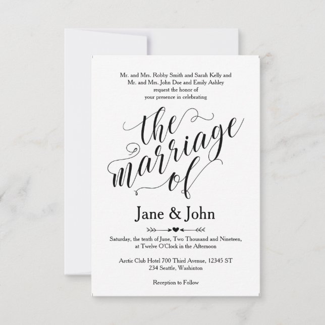The Marriage of Basic Wedding Invitation (Front)