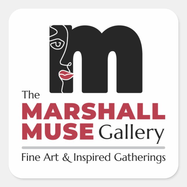 The Marshall Muse Gallery Logo, Greensboro NC Square Sticker (Front)