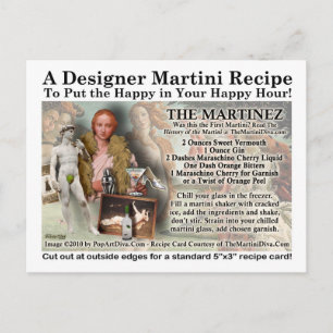 The Martinez Martini Recipe Postcard