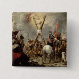 The Martyrdom of St. Andrew, 1675-82 (oil on canva 15 Cm Square Badge
