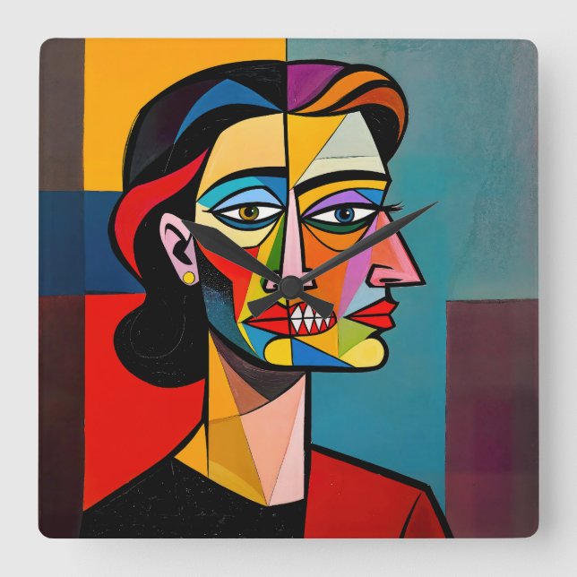 The Mask and the Monster - Portrait of a Deceiver Square Wall Clock (Front)