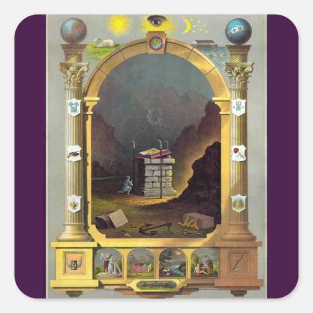 The Masonic Chart Square Sticker (Front)