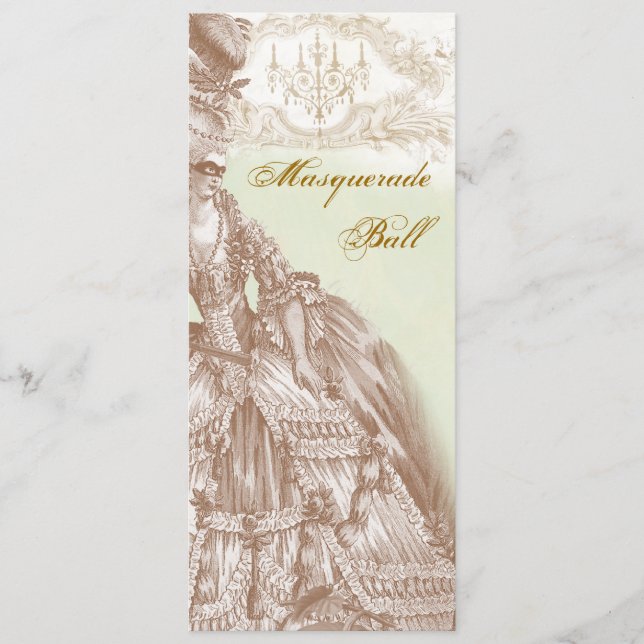 The Masquerade Ball,  Menu teal and gold (Front)