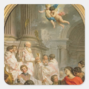 The Mass of St. Basil (oil on canvas) Square Sticker