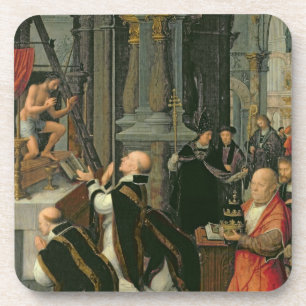 The Mass of St. Gregory (oil on canvas) Coaster