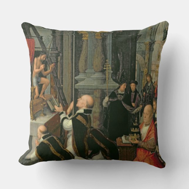 The Mass of St. Gregory (oil on canvas) Cushion (Front)