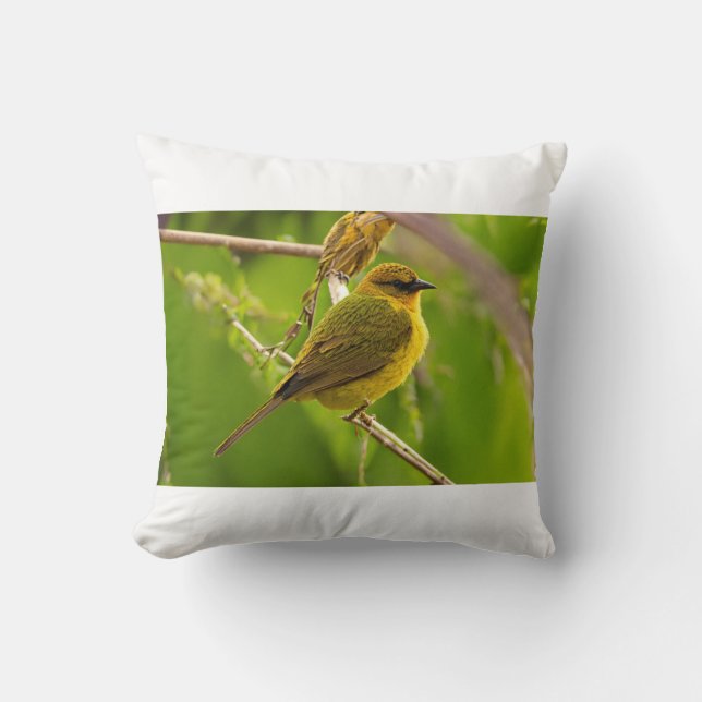 The Master Architect: Weaver Bird at Work Cushion (Front)