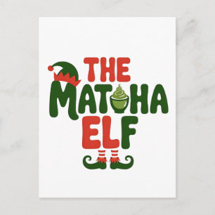 The Matcha Elf Funny Christmas Matcha Drink Invitation Postcard