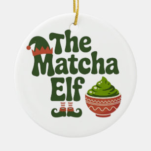 The Matcha Elf Funny Christmas Matcha Drink Lovers Ceramic Tree Decoration