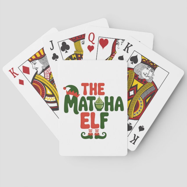 The Matcha Elf Funny Christmas Matcha Drink Playing Cards (Back)