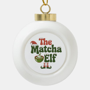 The Matcha Elf Magical Christmas Drink Ceramic Ball Christmas Ornament