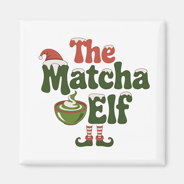 The Matcha Elf Magical Christmas Drink Magnet (Front)