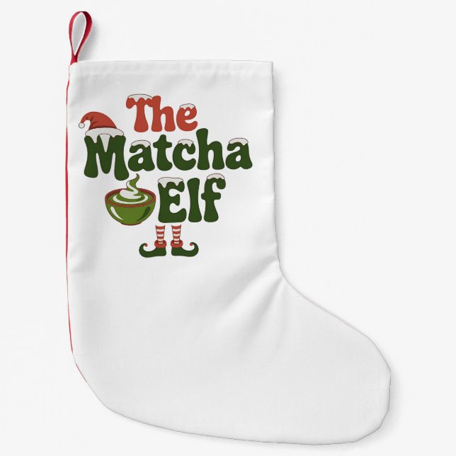 The Matcha Elf Magical Christmas Drink Small Christmas Stocking (Front)