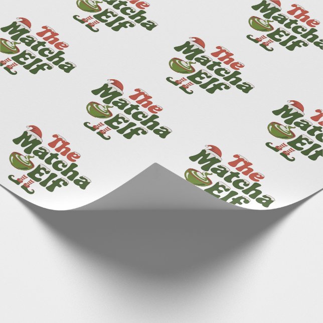 The Matcha Elf Magical Christmas Drink Wrapping Paper (Corner)