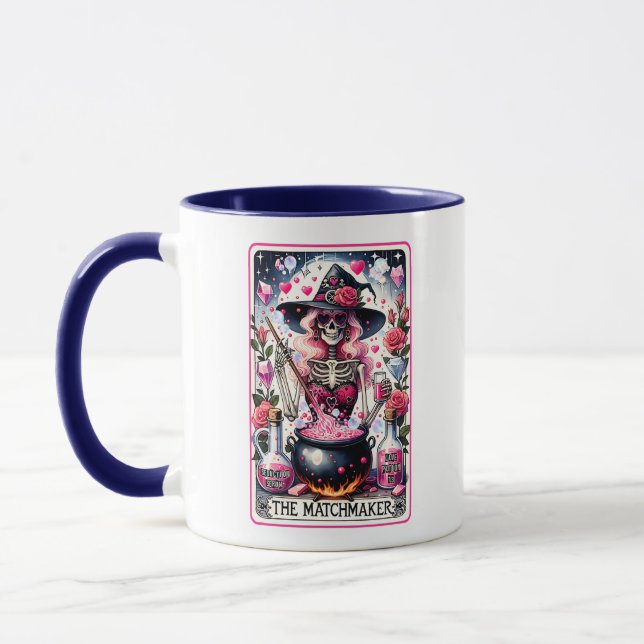 The Matchmaker Skeleton Funny Tarot Card Mug (Left)