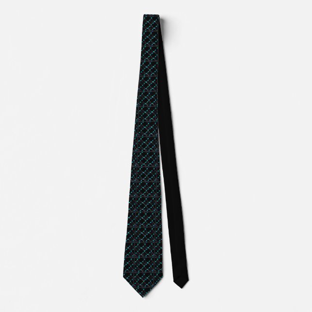 "The Matrix" Black tie with white and blue design (Front)