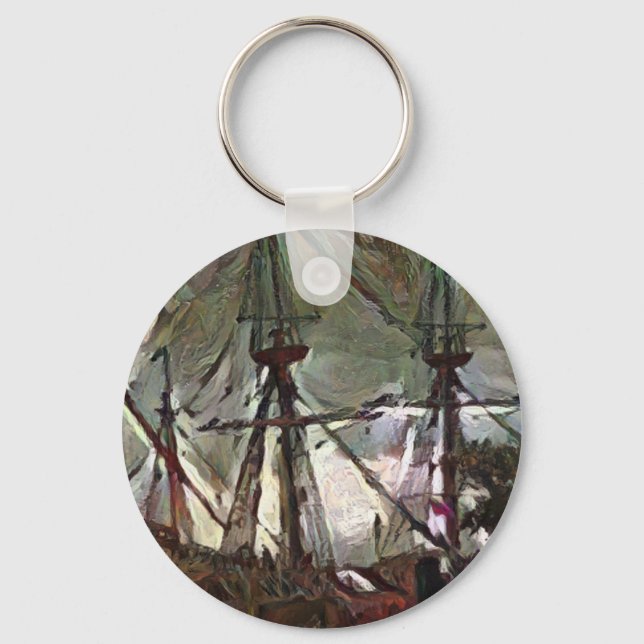 The Mayflower 2 in A.I. art whimsical  Key Ring (Front)