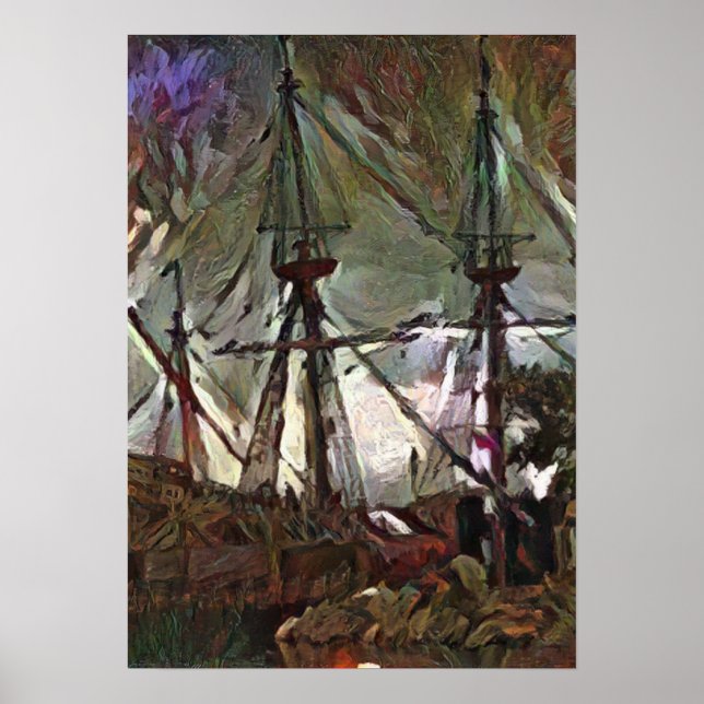 The Mayflower 2 in A.I. art whimsical Poster (Front)