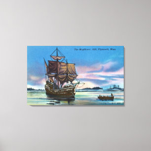 The Mayflower Landing in 1620 Scene Canvas Print