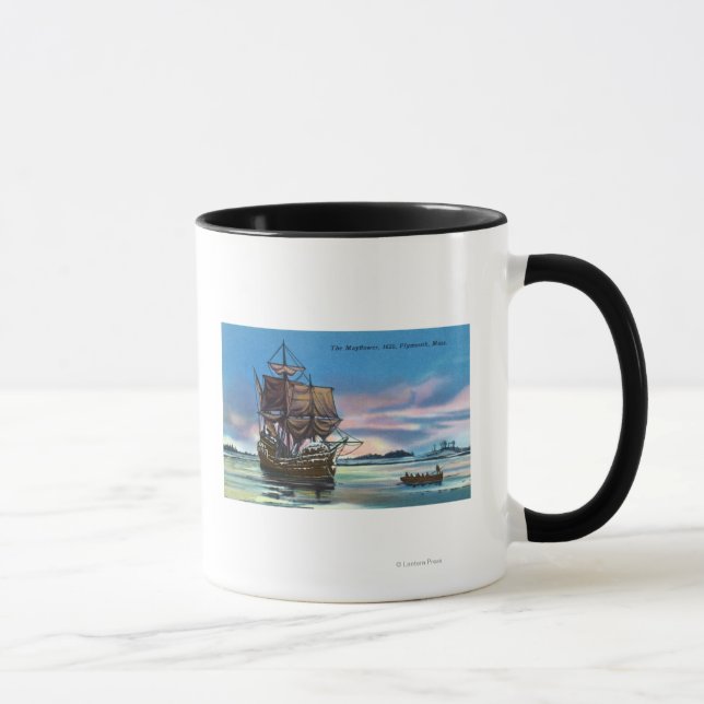 The Mayflower Landing in 1620 Scene Mug (Right)