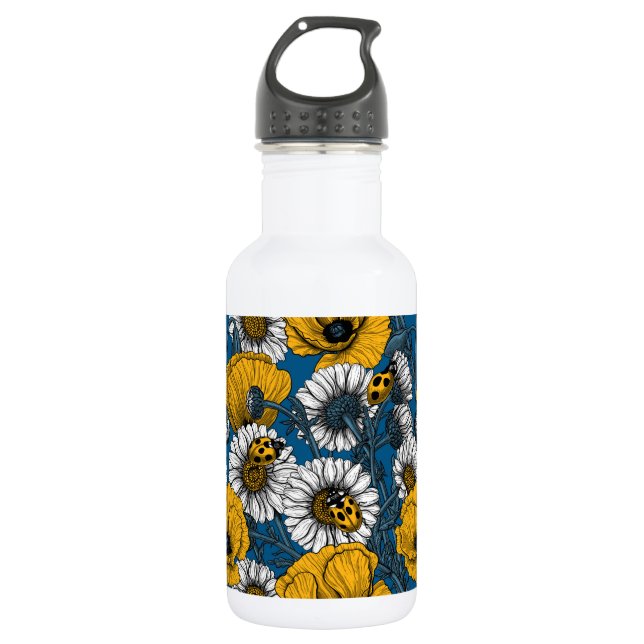 The meadow in yellow and blue 532 ml water bottle (Front)