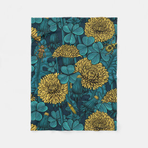 The meadow in yellow and blue fleece blanket