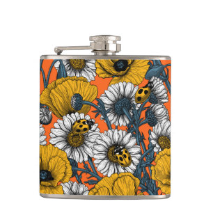 The meadow in yellow and blue hip flask