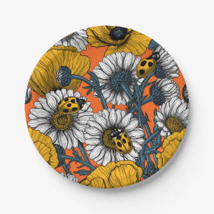 The meadow in yellow and blue paper plate