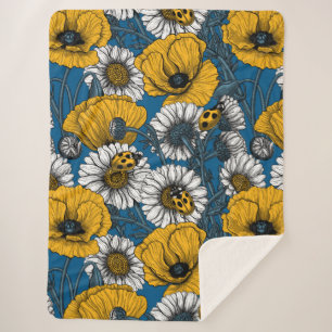 The meadow in yellow and blue sherpa blanket