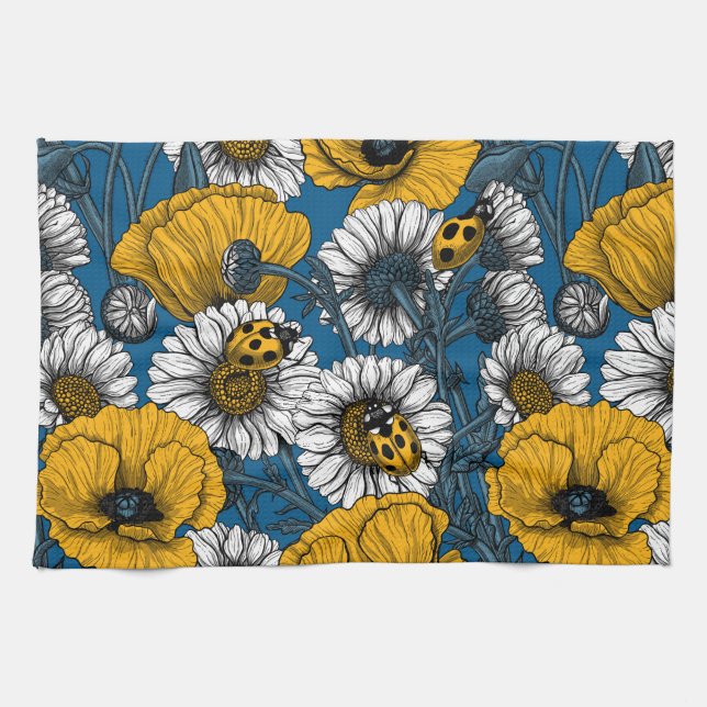 The meadow in yellow and blue tea towel (Horizontal)