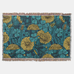 The meadow in yellow and blue throw blanket