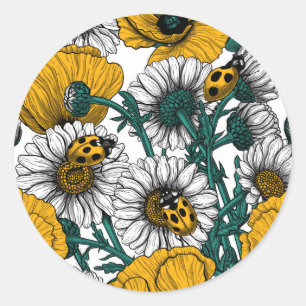 The meadow in yellow classic round sticker