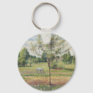 The Meadow with Grey Horse, Eragny, Oil Painting Key Ring